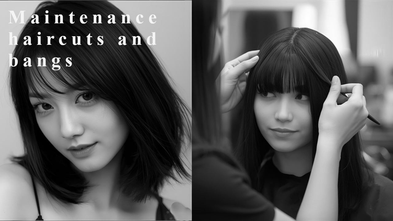 メンテナンスカットで前髪を整えたり質感調整する美容師