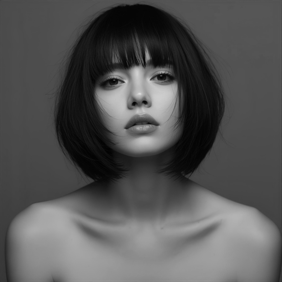 菱形ボブで前髪ありの女性