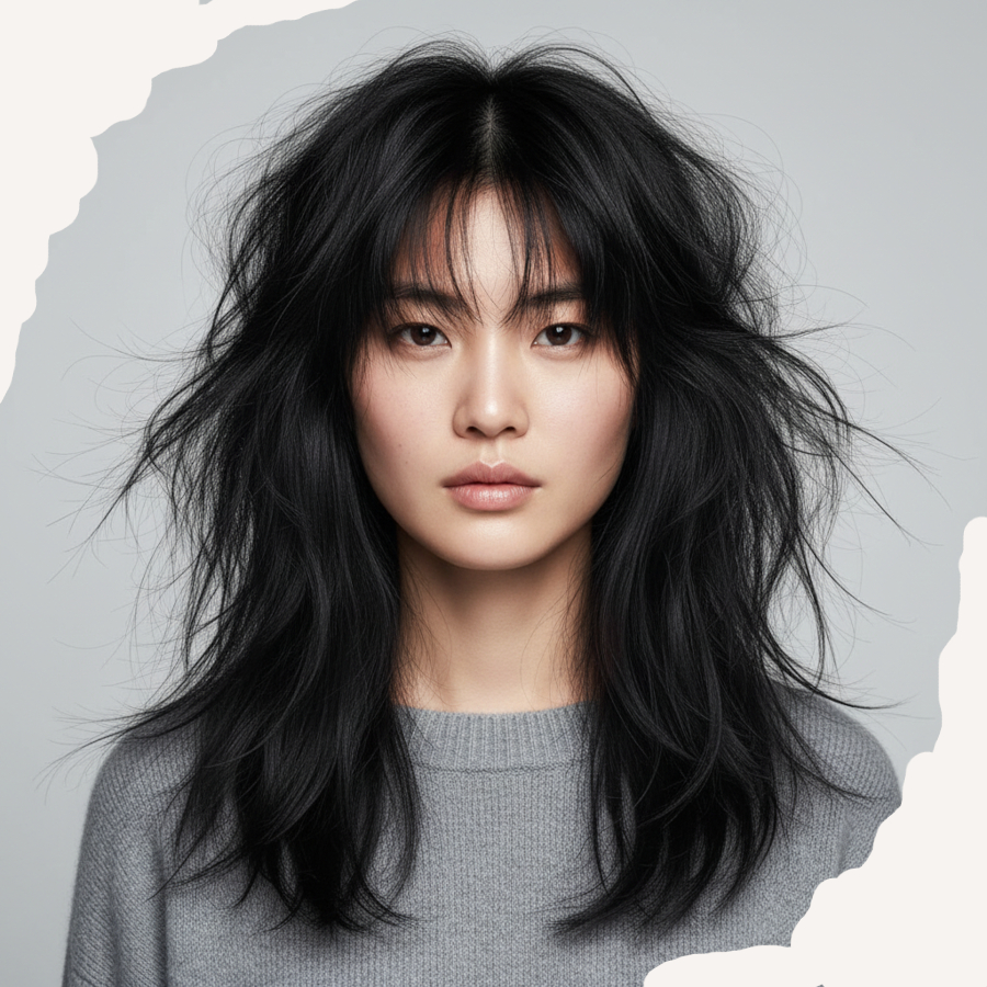 ぼさぼさな女性のヘア