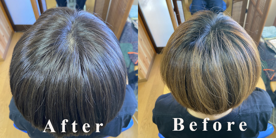 左がアッシュ系8トーンのブラウン