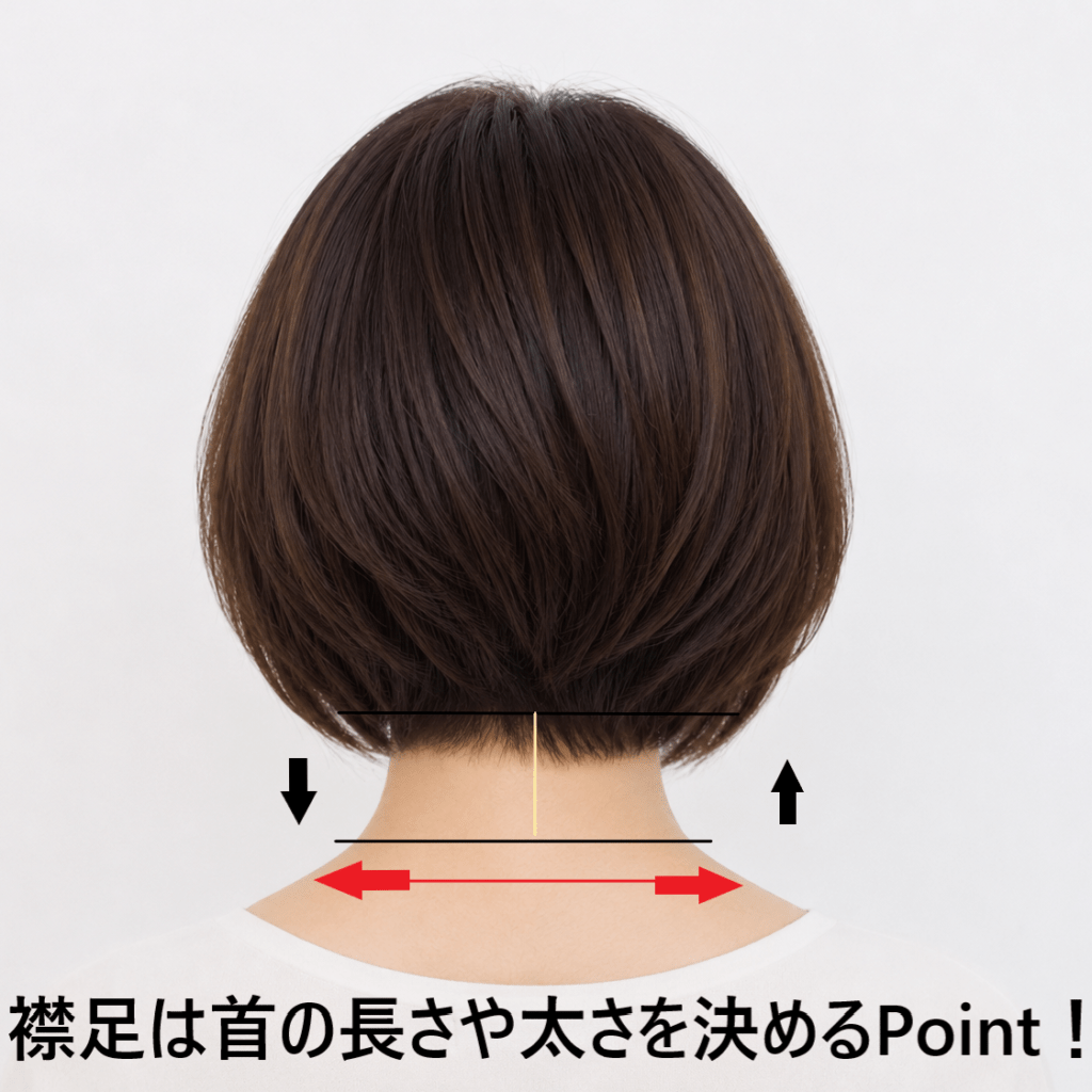ひし形ボブの襟足説明画像