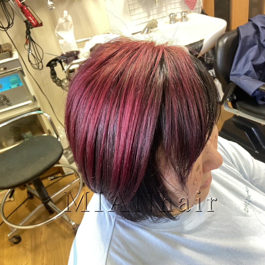 髪質改善縮毛矯正ヘアカラーの仕上がりアフター画像